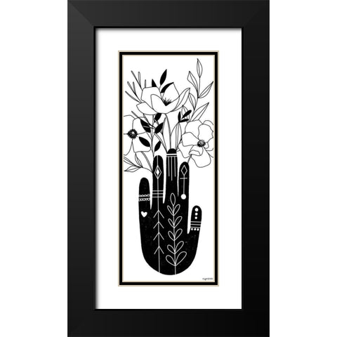 Flower Hand Black Modern Wood Framed Art Print with Double Matting by Brown, Kyra