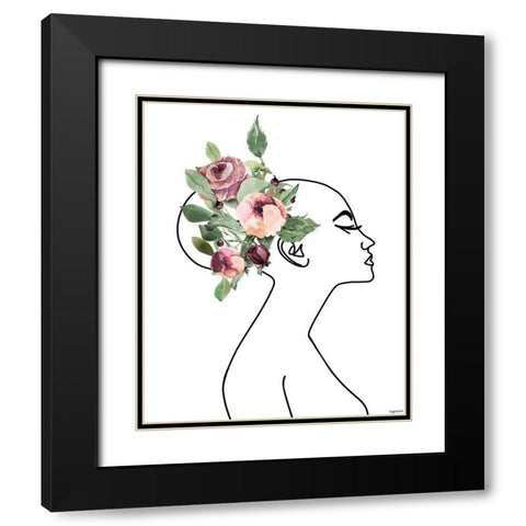 Line Woman Black Modern Wood Framed Art Print with Double Matting by Brown, Kyra
