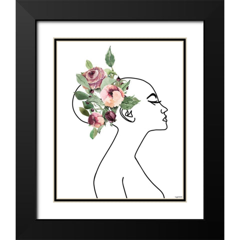 Line Woman Black Modern Wood Framed Art Print with Double Matting by Brown, Kyra
