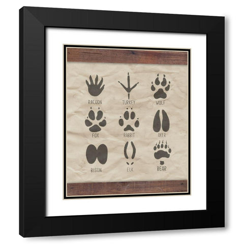 Paw Prints Black Modern Wood Framed Art Print with Double Matting by Brown, Kyra