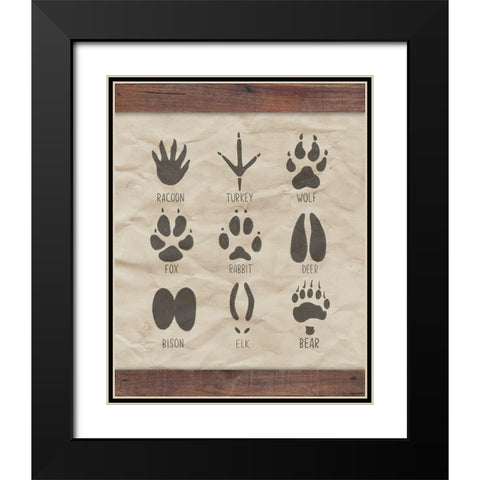 Paw Prints Black Modern Wood Framed Art Print with Double Matting by Brown, Kyra