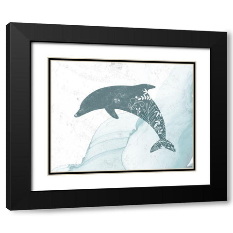 Dolphin Black Modern Wood Framed Art Print with Double Matting by Brown, Kyra