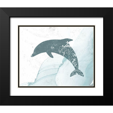 Dolphin Black Modern Wood Framed Art Print with Double Matting by Brown, Kyra