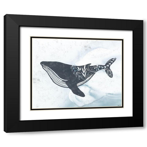 Whale Black Modern Wood Framed Art Print with Double Matting by Brown, Kyra
