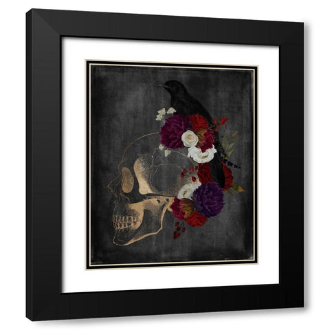 Skull Raven Black Modern Wood Framed Art Print with Double Matting by Brown, Kyra