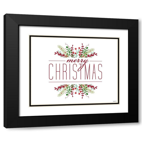 Merry Christmas Black Modern Wood Framed Art Print with Double Matting by Brown, Kyra
