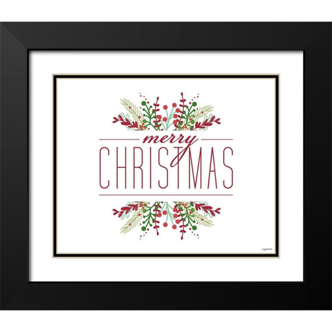 Merry Christmas Black Modern Wood Framed Art Print with Double Matting by Brown, Kyra