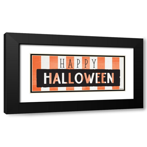 Happy Halloween Stripes Black Modern Wood Framed Art Print with Double Matting by Brown, Kyra