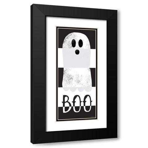 Boo Ghost Black Modern Wood Framed Art Print with Double Matting by Brown, Kyra