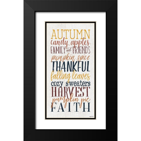 Autumn Words Black Modern Wood Framed Art Print with Double Matting by Brown, Kyra