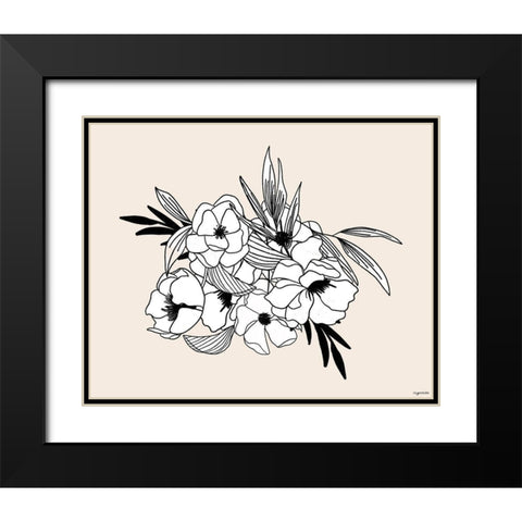 BW Flowers Black Modern Wood Framed Art Print with Double Matting by Brown, Kyra