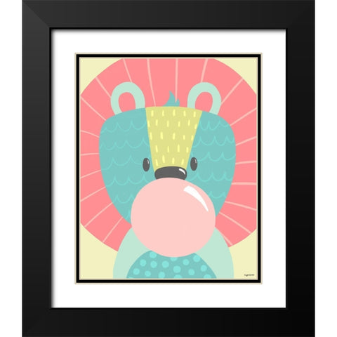 Kid Lion Black Modern Wood Framed Art Print with Double Matting by Brown, Kyra