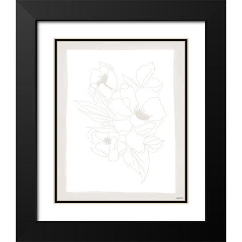 Stencil Floral I Black Modern Wood Framed Art Print with Double Matting by Brown, Kyra