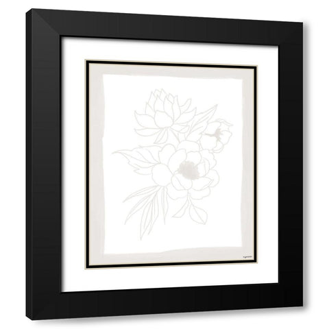 Stencil Floral II Black Modern Wood Framed Art Print with Double Matting by Brown, Kyra