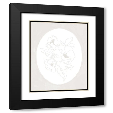 Stencil Floral III Black Modern Wood Framed Art Print with Double Matting by Brown, Kyra