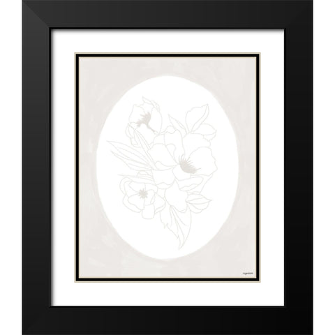 Stencil Floral III Black Modern Wood Framed Art Print with Double Matting by Brown, Kyra
