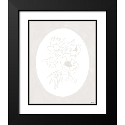 Stencil Floral IV Black Modern Wood Framed Art Print with Double Matting by Brown, Kyra