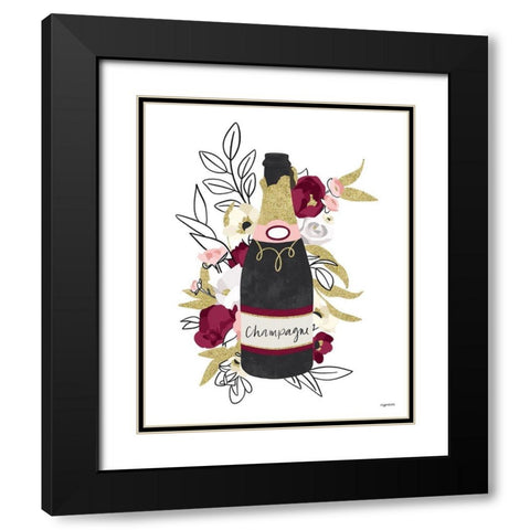 Champagne Floral Black Modern Wood Framed Art Print with Double Matting by Brown, Kyra