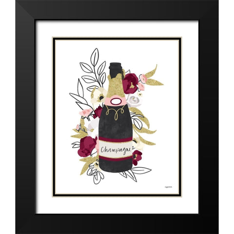 Champagne Floral Black Modern Wood Framed Art Print with Double Matting by Brown, Kyra