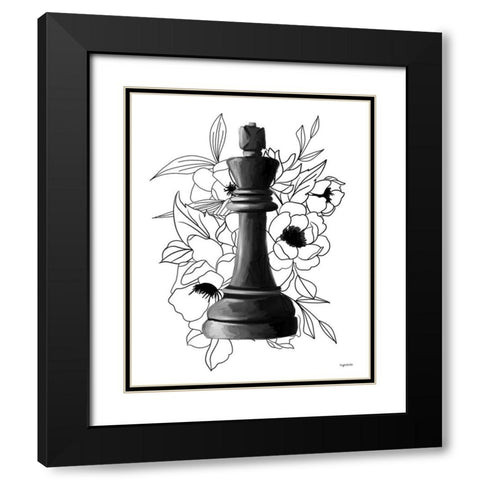 Black King Floral Black Modern Wood Framed Art Print with Double Matting by Brown, Kyra
