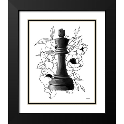 Black King Floral Black Modern Wood Framed Art Print with Double Matting by Brown, Kyra