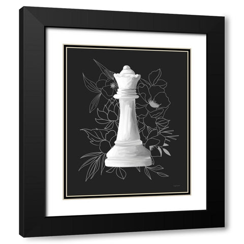 White Queen Floral Black Modern Wood Framed Art Print with Double Matting by Brown, Kyra