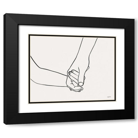 Hands V Black Modern Wood Framed Art Print with Double Matting by Brown, Kyra