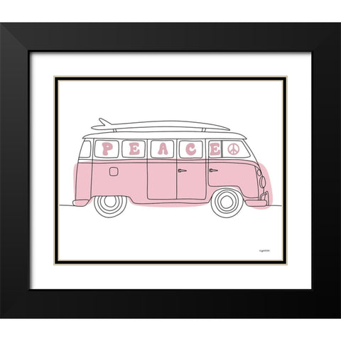 Pink Peace Black Modern Wood Framed Art Print with Double Matting by Brown, Kyra