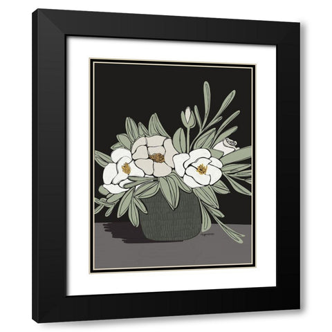 Floral Black Modern Wood Framed Art Print with Double Matting by Brown, Kyra