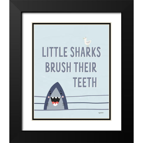 Shark Teeth Black Modern Wood Framed Art Print with Double Matting by Brown, Kyra