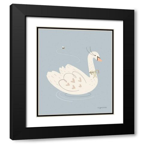 Swan Black Modern Wood Framed Art Print with Double Matting by Brown, Kyra