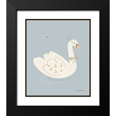 Swan Black Modern Wood Framed Art Print with Double Matting by Brown, Kyra