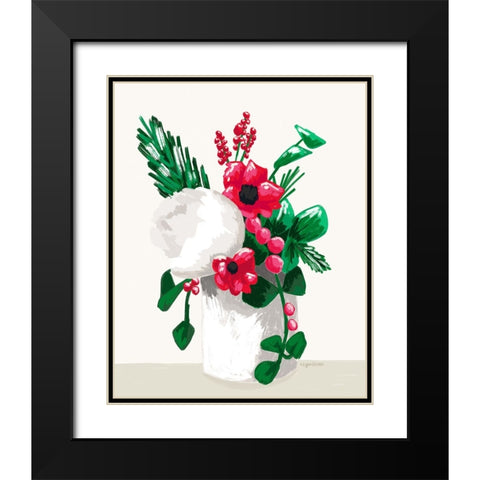 Christmas Floral Black Modern Wood Framed Art Print with Double Matting by Brown, Kyra