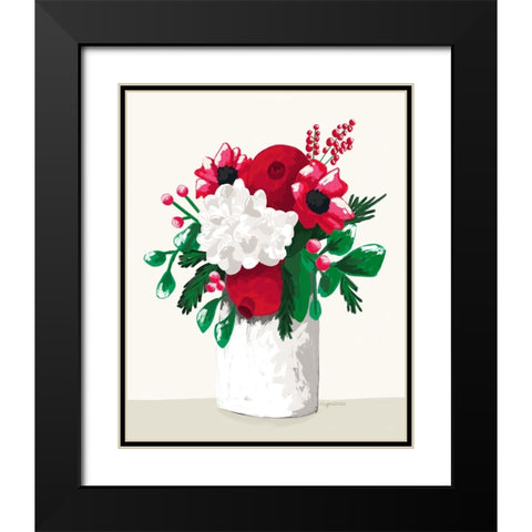 Christmas Floral II Black Modern Wood Framed Art Print with Double Matting by Brown, Kyra
