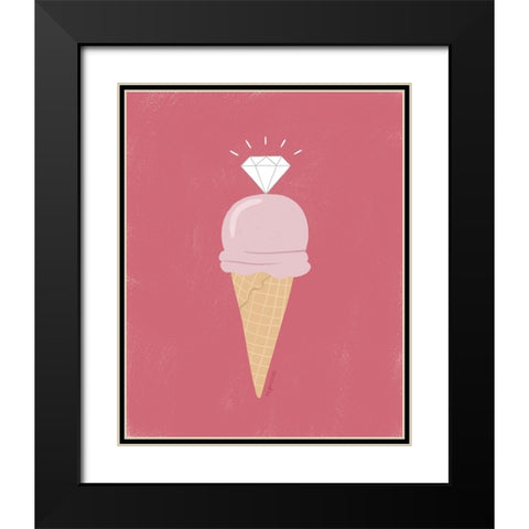 Pink Ice Cream Black Modern Wood Framed Art Print with Double Matting by Brown, Kyra