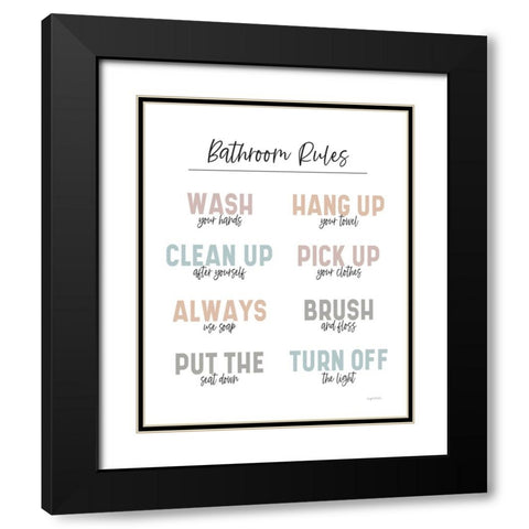 Bathroom Rules Black Modern Wood Framed Art Print with Double Matting by Brown, Kyra