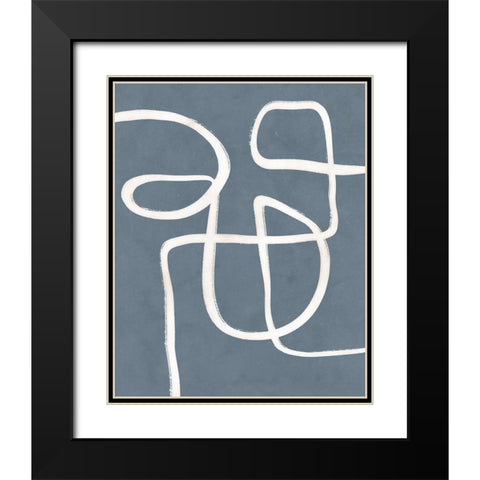 Freeflow Line I Black Modern Wood Framed Art Print with Double Matting by Blue, Nina