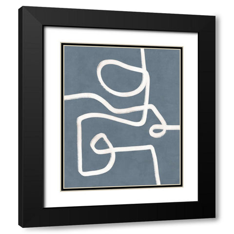 Freeflow Line II Black Modern Wood Framed Art Print with Double Matting by Blue, Nina