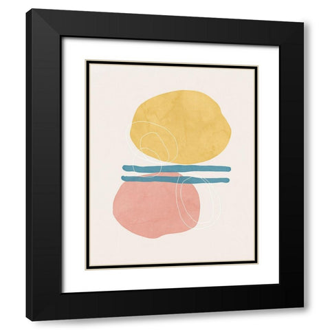 Colorful Shapes II Black Modern Wood Framed Art Print with Double Matting by Blue, Nina