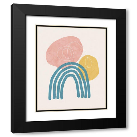 Colorful Shapes III Black Modern Wood Framed Art Print with Double Matting by Blue, Nina