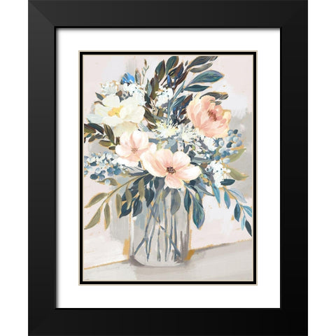 Neutral Bouquet Black Modern Wood Framed Art Print with Double Matting by Blue, Nina