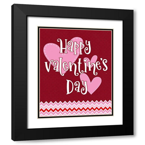 Happy Hearts Black Modern Wood Framed Art Print with Double Matting by Blue, Nina