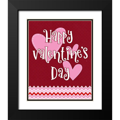 Happy Hearts Black Modern Wood Framed Art Print with Double Matting by Blue, Nina