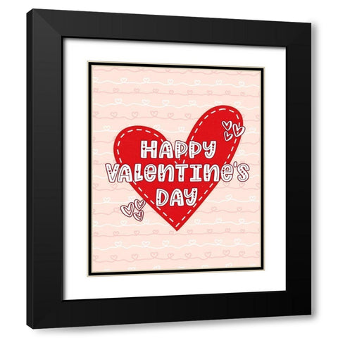 Happy Valentines Day Black Modern Wood Framed Art Print with Double Matting by Blue, Nina