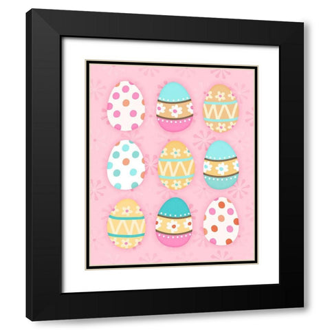 Easter Egg Pink Black Modern Wood Framed Art Print with Double Matting by Blue, Nina