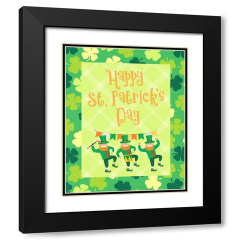 St. Patricks Day Parade Black Modern Wood Framed Art Print with Double Matting by Blue, Nina