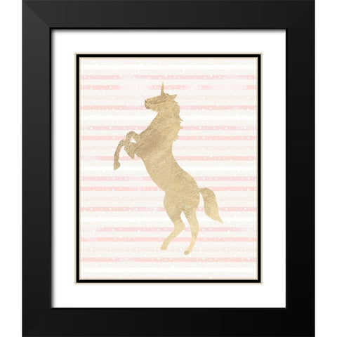 Gold Unicorn Black Modern Wood Framed Art Print with Double Matting by Blue, Nina