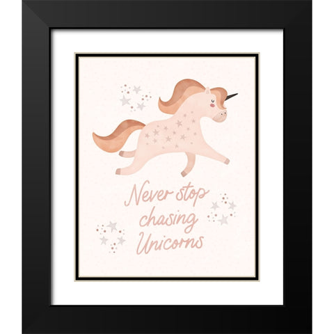 Chasing Unicorns Black Modern Wood Framed Art Print with Double Matting by Blue, Nina