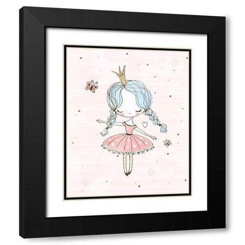 Cute Ballerina Black Modern Wood Framed Art Print with Double Matting by Blue, Nina