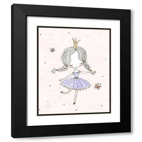 Cute Ballerina II Black Modern Wood Framed Art Print with Double Matting by Blue, Nina